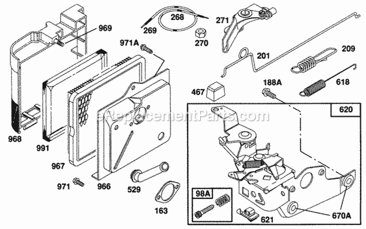 Control Brkt AssyAircleaner Diagram and Parts List for 125702-0113-01  Briggs and Stratton Engine